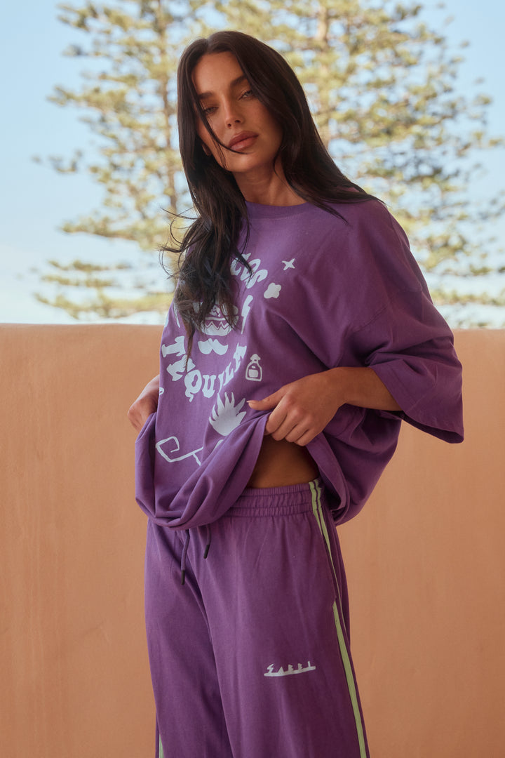 THE VERY OVERSIZED TACO & TEQUILA TEE  - PURPLE & AQUA BLUE