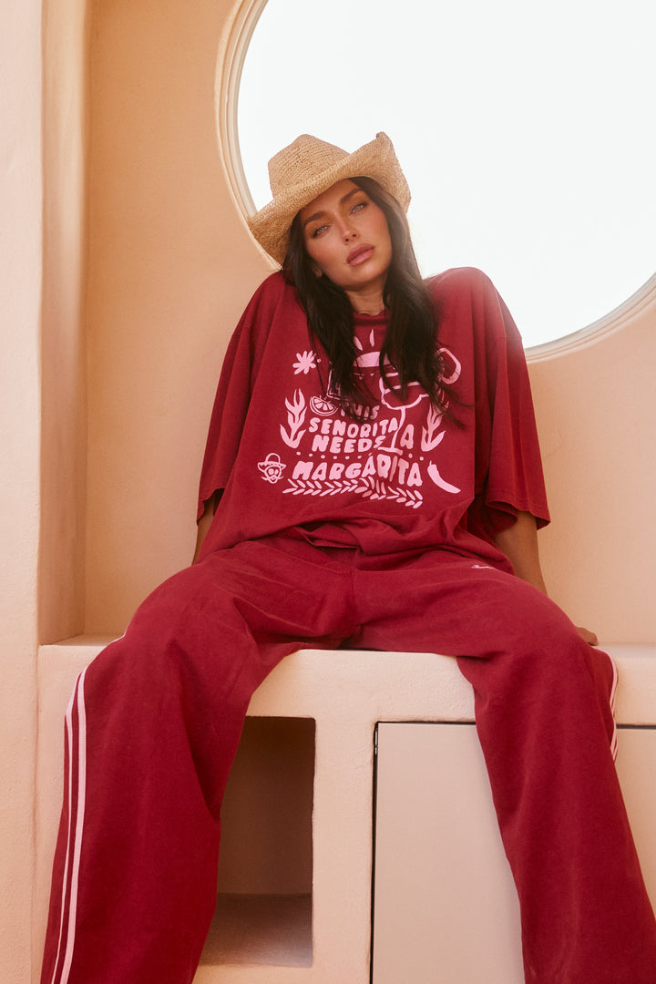 THE VERY OVERSIZED MARGIE TEE - MAROON