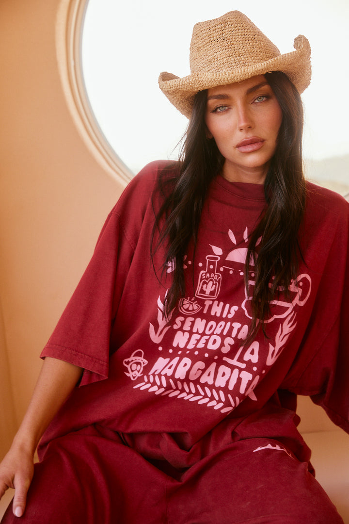 THE VERY OVERSIZED MARGIE TEE - MAROON