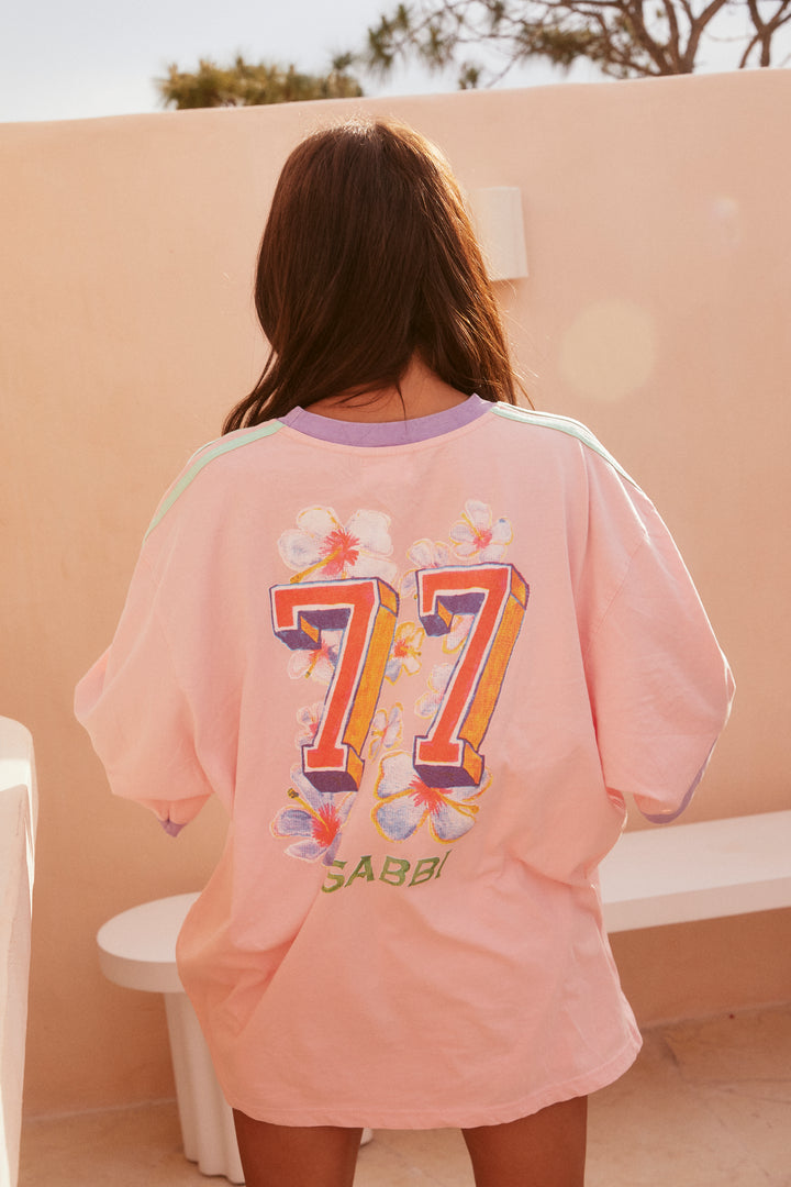 THE VERY OVERSIZED FLAMINGO RACING TEE - PINK