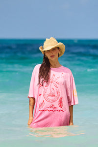 THE VERY OVERSIZED LUCKY MERMAID TEE - BRIGHT PINK