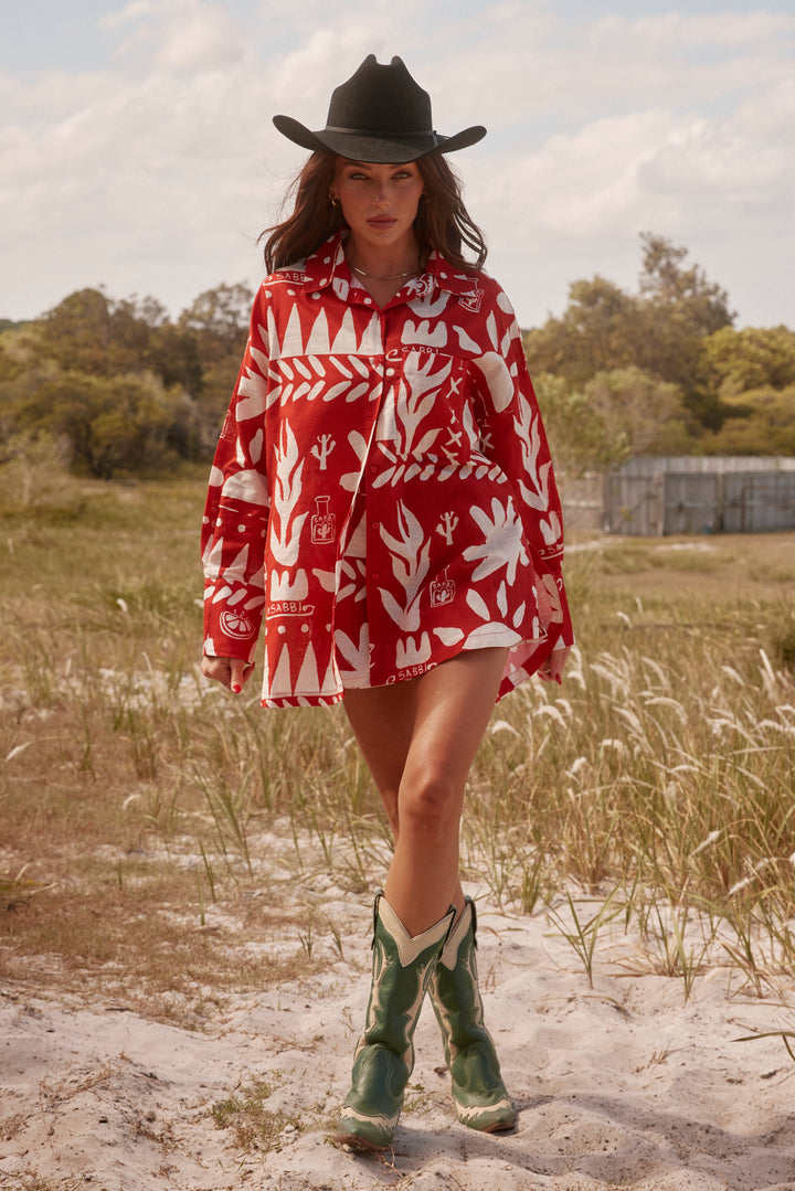 THE DON JULIO SHIRT -RED LINEN