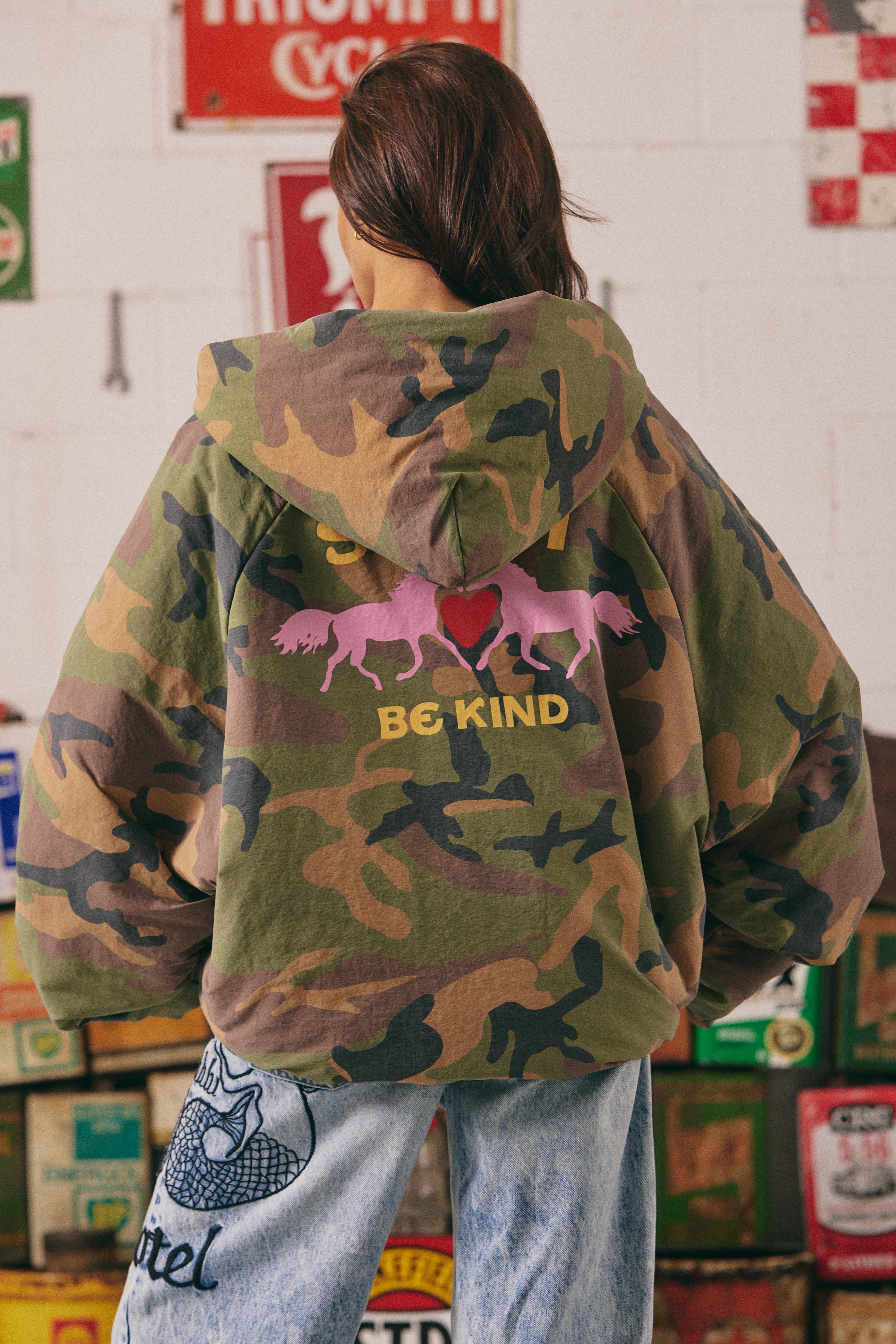 THE BE KIND BOMBER JACKET - CAMO – SABBI