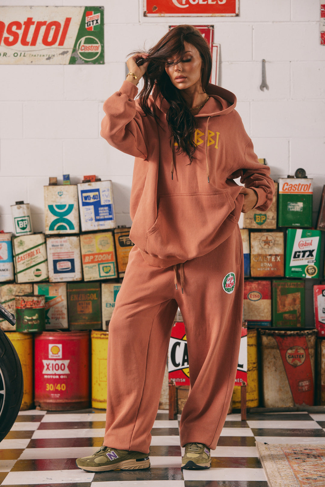 CUFF LEG SWEAT PANTS - BE KIND  - TERRACOTTA