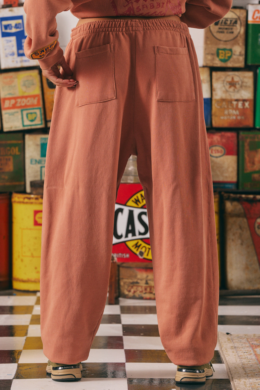 CUFF LEG SWEAT PANTS - BE KIND  - TERRACOTTA