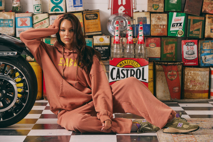 CUFF LEG SWEAT PANTS - BE KIND  - TERRACOTTA