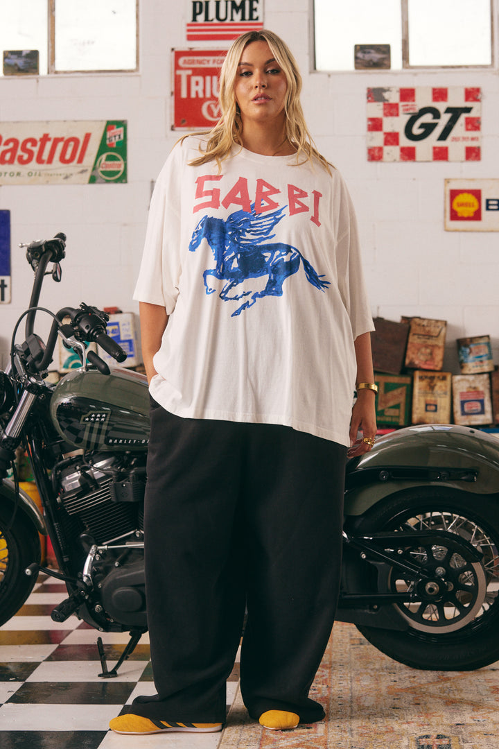 THE VERY OVERSIZED RHINESTONE TEE - MARSHMALLOW