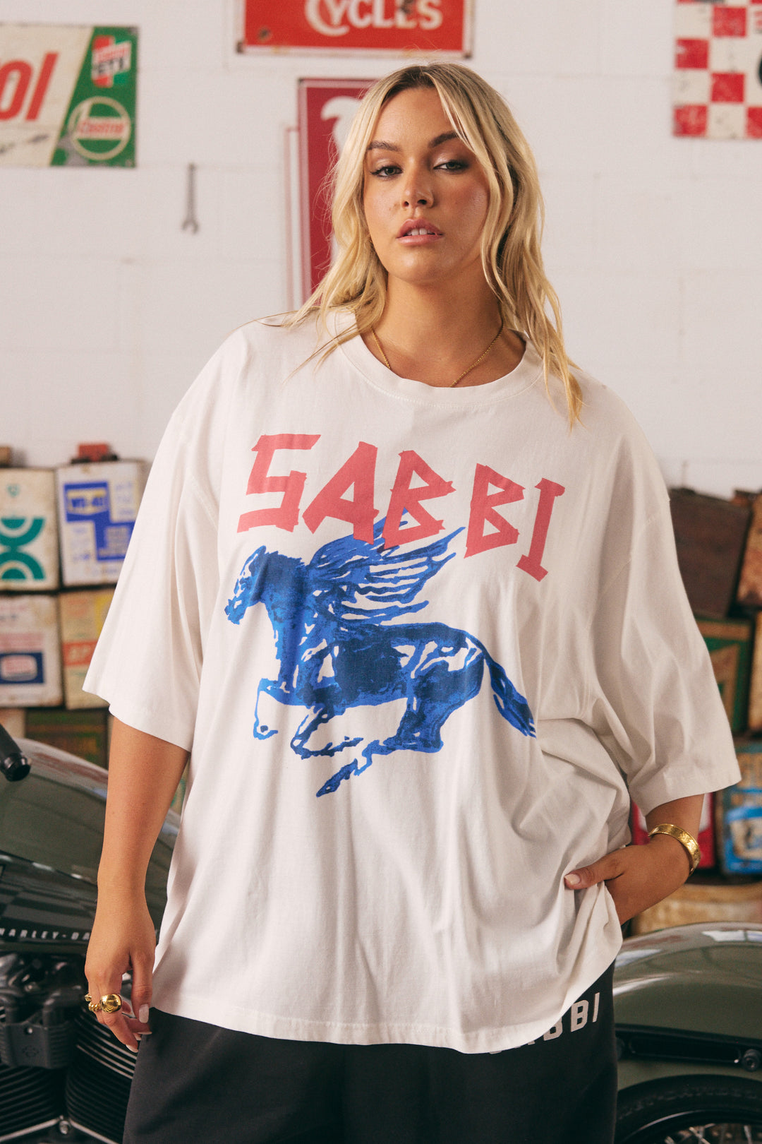 THE VERY OVERSIZED RHINESTONE TEE - MARSHMALLOW