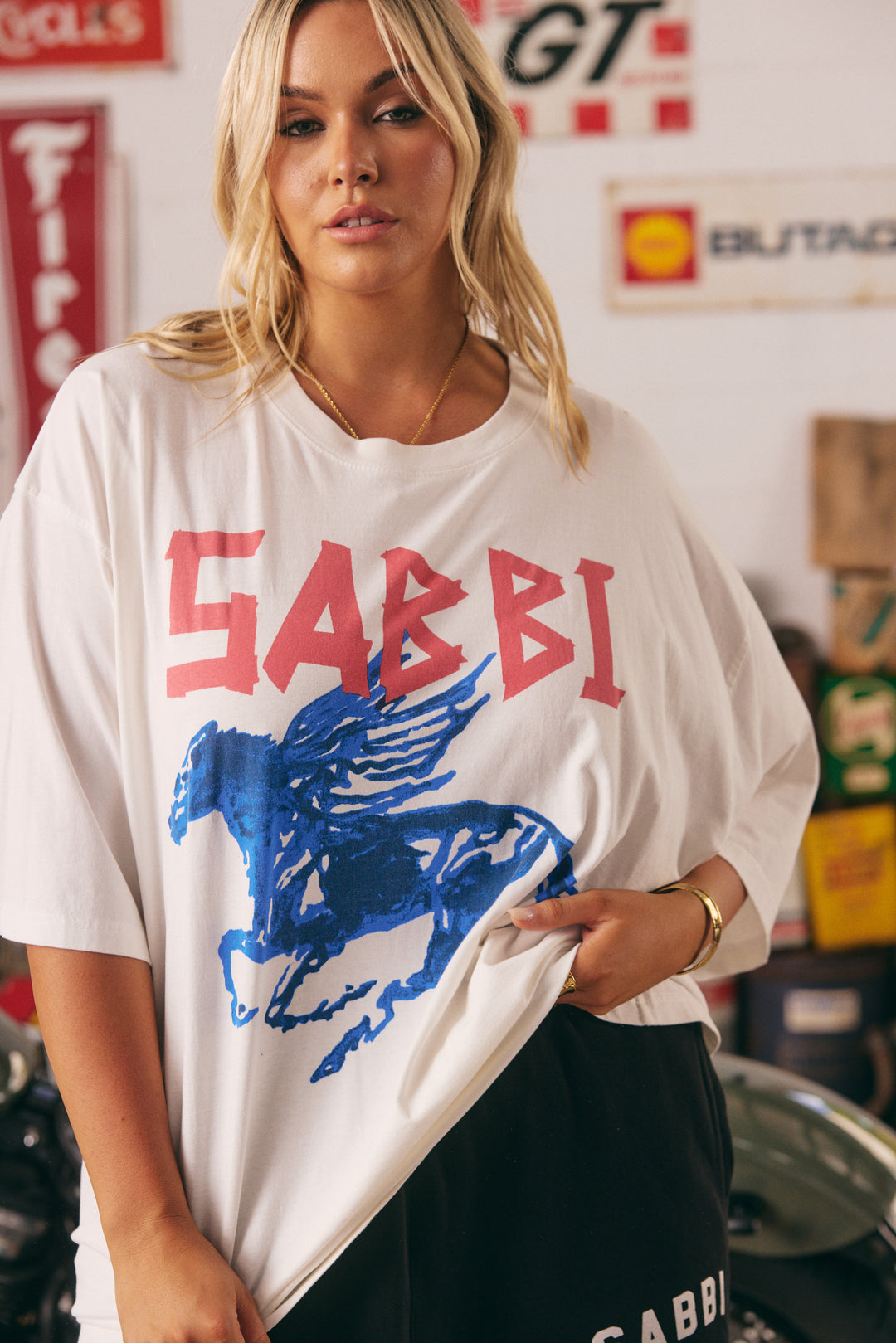 THE VERY OVERSIZED RHINESTONE TEE - MARSHMALLOW