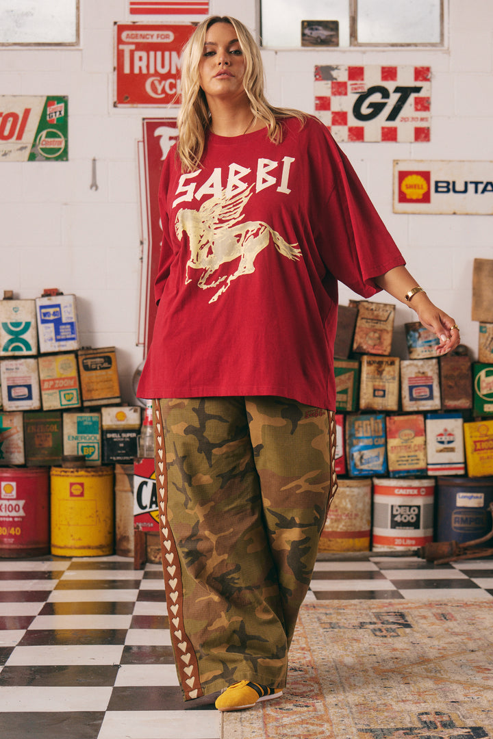 THE VERY OVERSIZED RHINESTONE TEE -RED