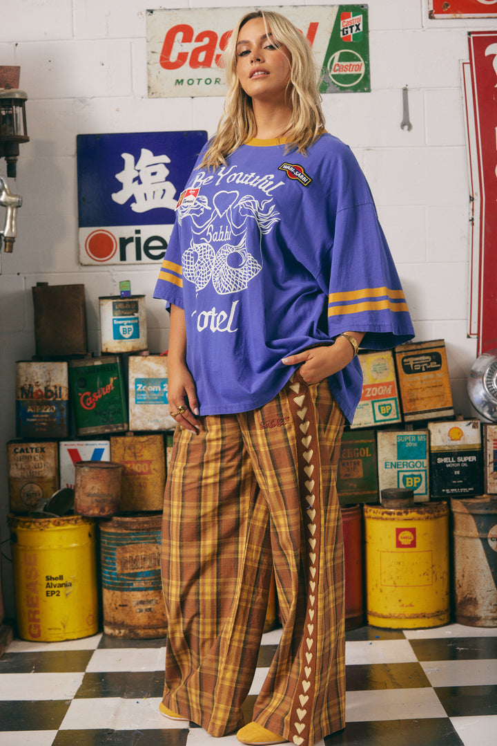 THE RAVING HEARTS PANTS - TARTAN MUSTARD