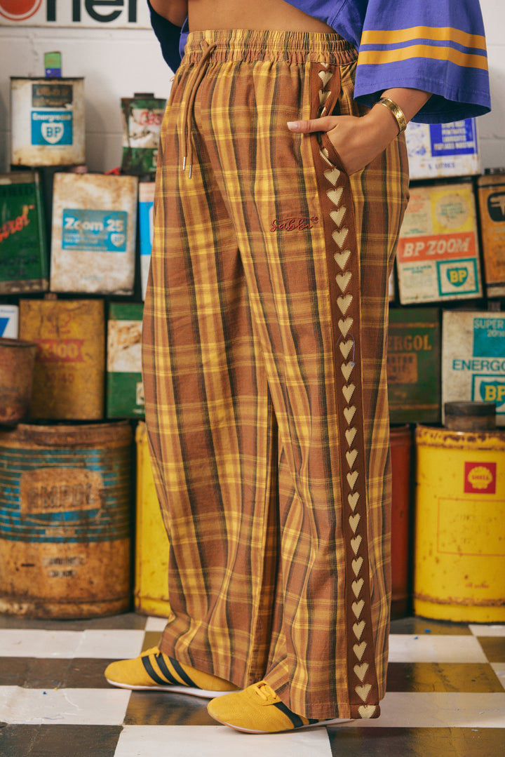 THE RAVING HEARTS PANTS - TARTAN MUSTARD