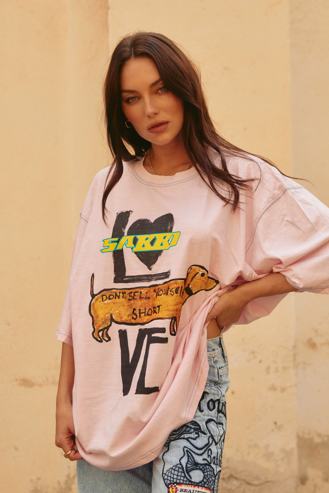 THE VERY OVERSIZED DON'T SELL YOURSELF TEE - PINK