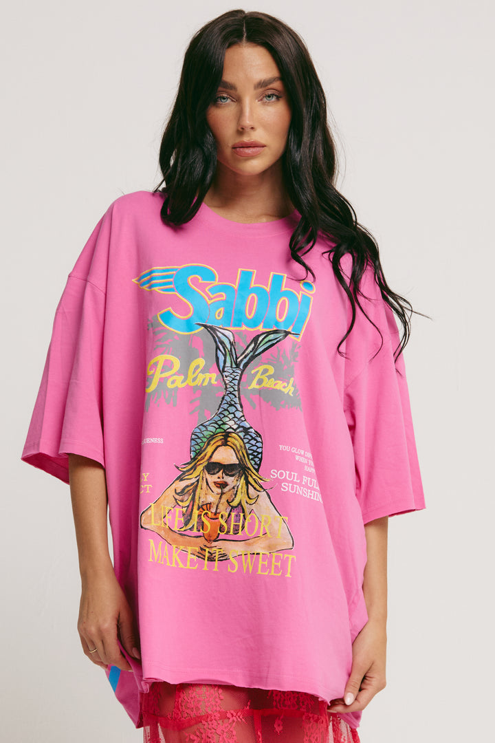 THE VERY OVERSIZED LIFE IS SHORT TEE - PINK