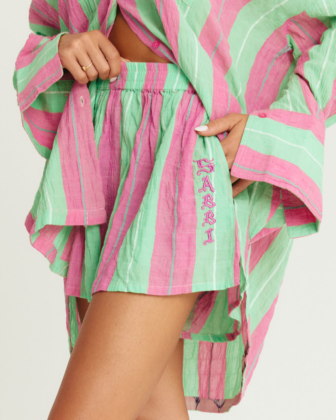 THE BOXER SHORT - POP STRIPE GREEN