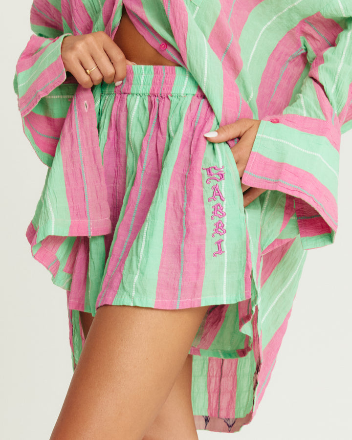 THE BOXER SHORT - POP STRIPE GREEN