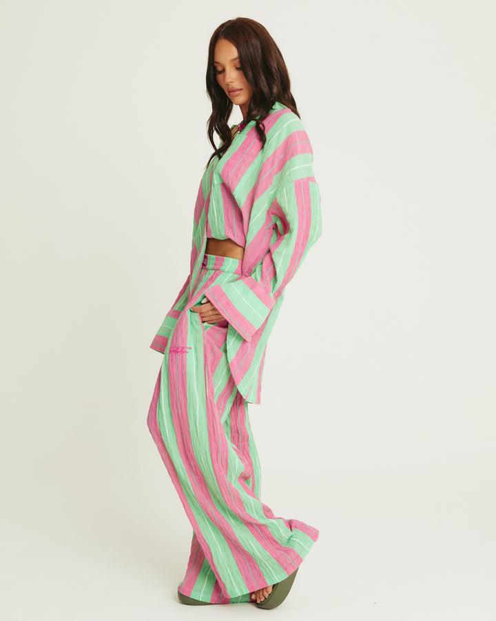 THE MEXICOLA PANTS - POP STRIPE GREEN