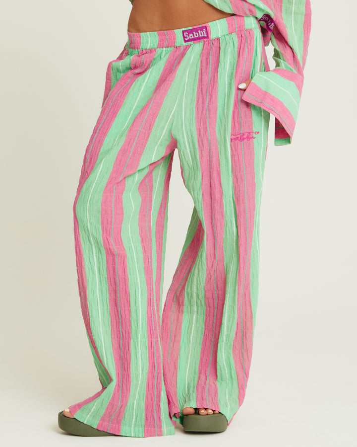 THE MEXICOLA PANTS - POP STRIPE GREEN