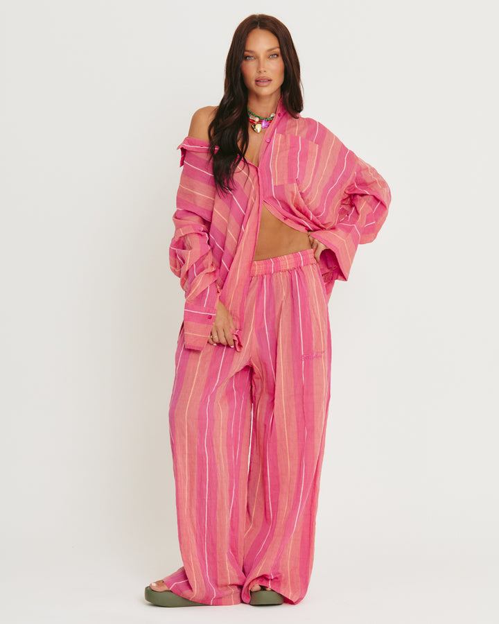 THE MEXICOLA PANTS - POP STRIPE PEACH