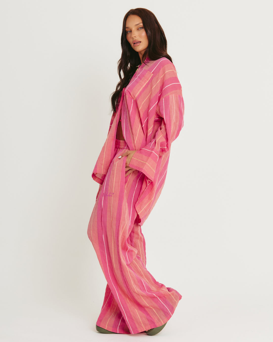 THE MEXICOLA PANTS - POP STRIPE PEACH