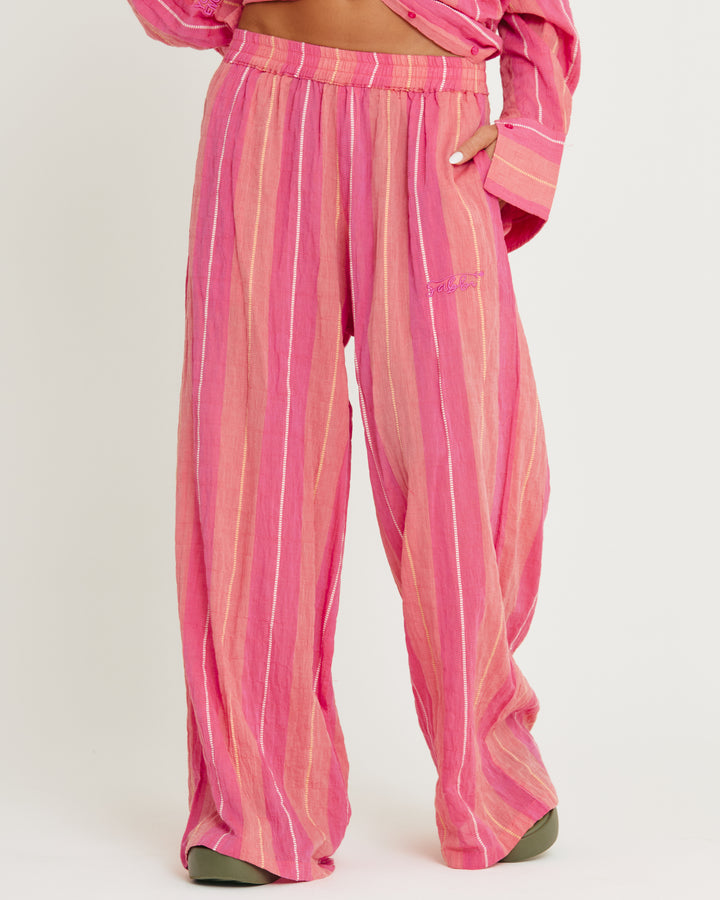 THE MEXICOLA PANTS - POP STRIPE PEACH