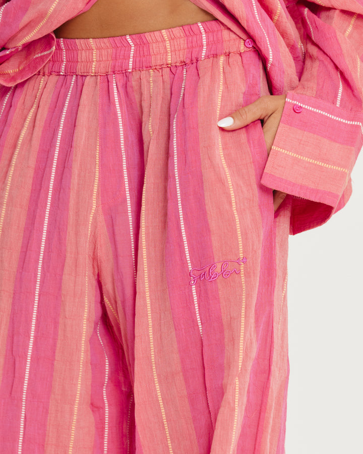THE MEXICOLA PANTS - POP STRIPE PEACH