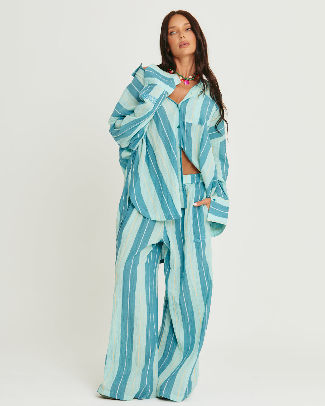 THE MEXICOLA PANTS - POP STRIPE BLUE