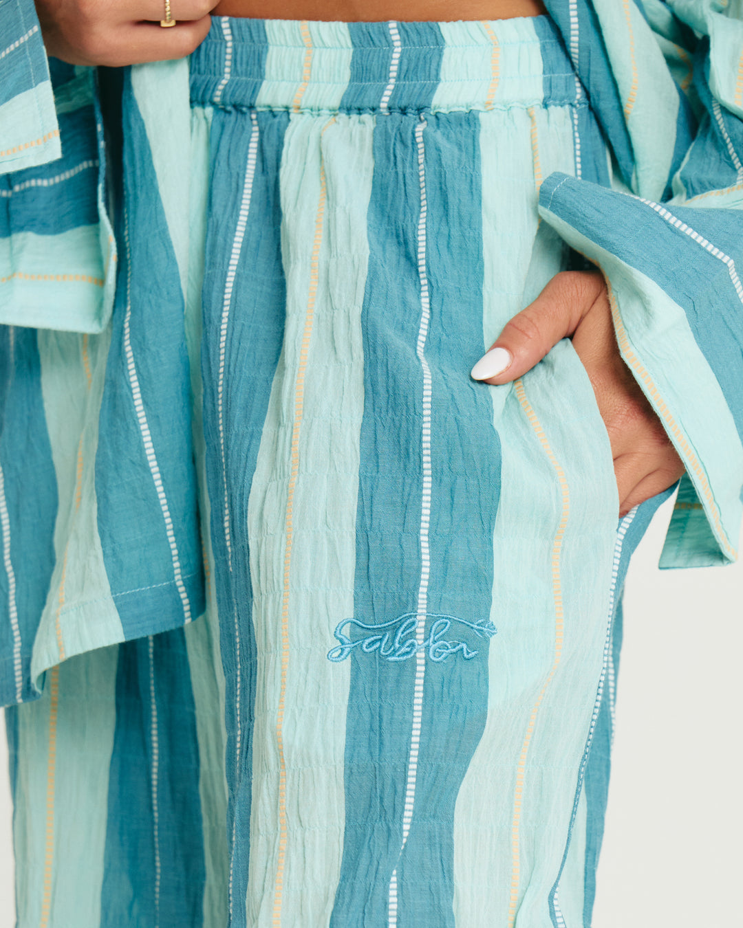 THE MEXICOLA PANTS - POP STRIPE BLUE