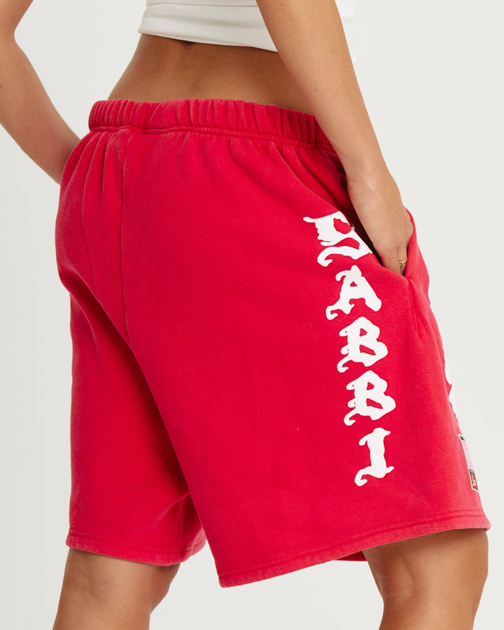 THE HAPPY HIBISCUS SHORTS  - RED