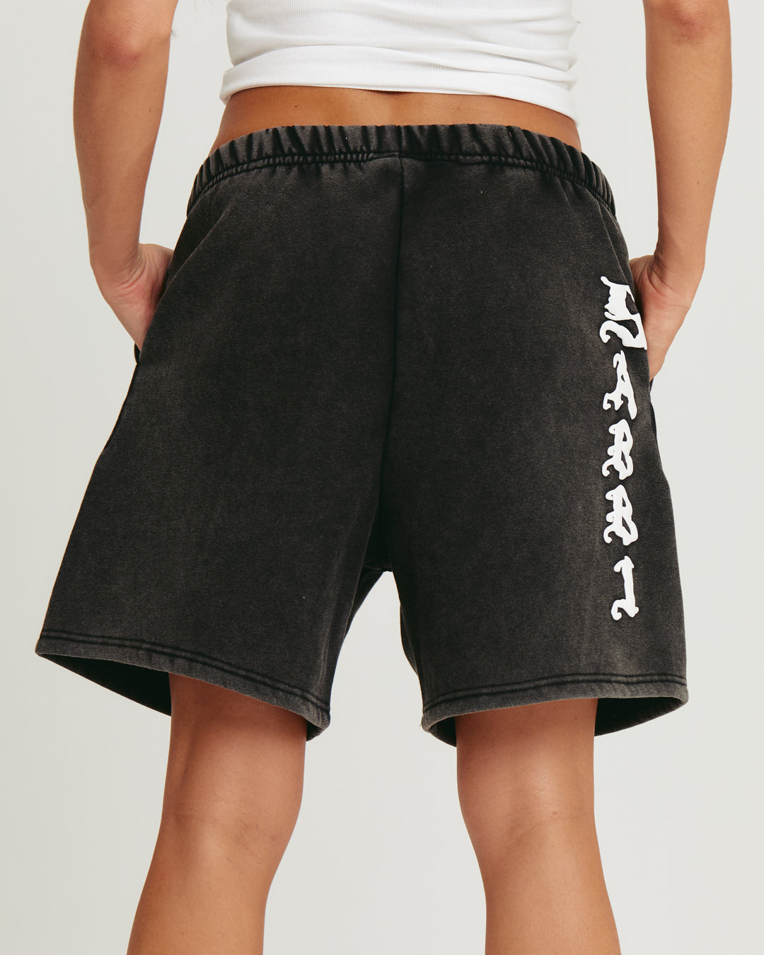 THE HAPPY HIBISCUS SHORTS  - BLACK