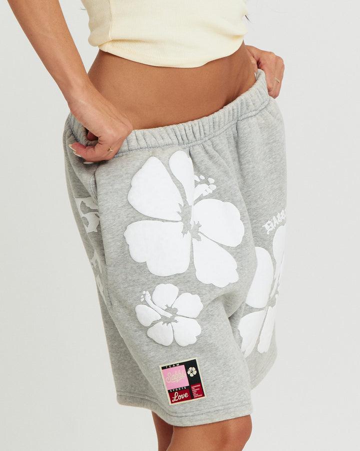 THE HAPPY HIBISCUS SHORTS  - GREY