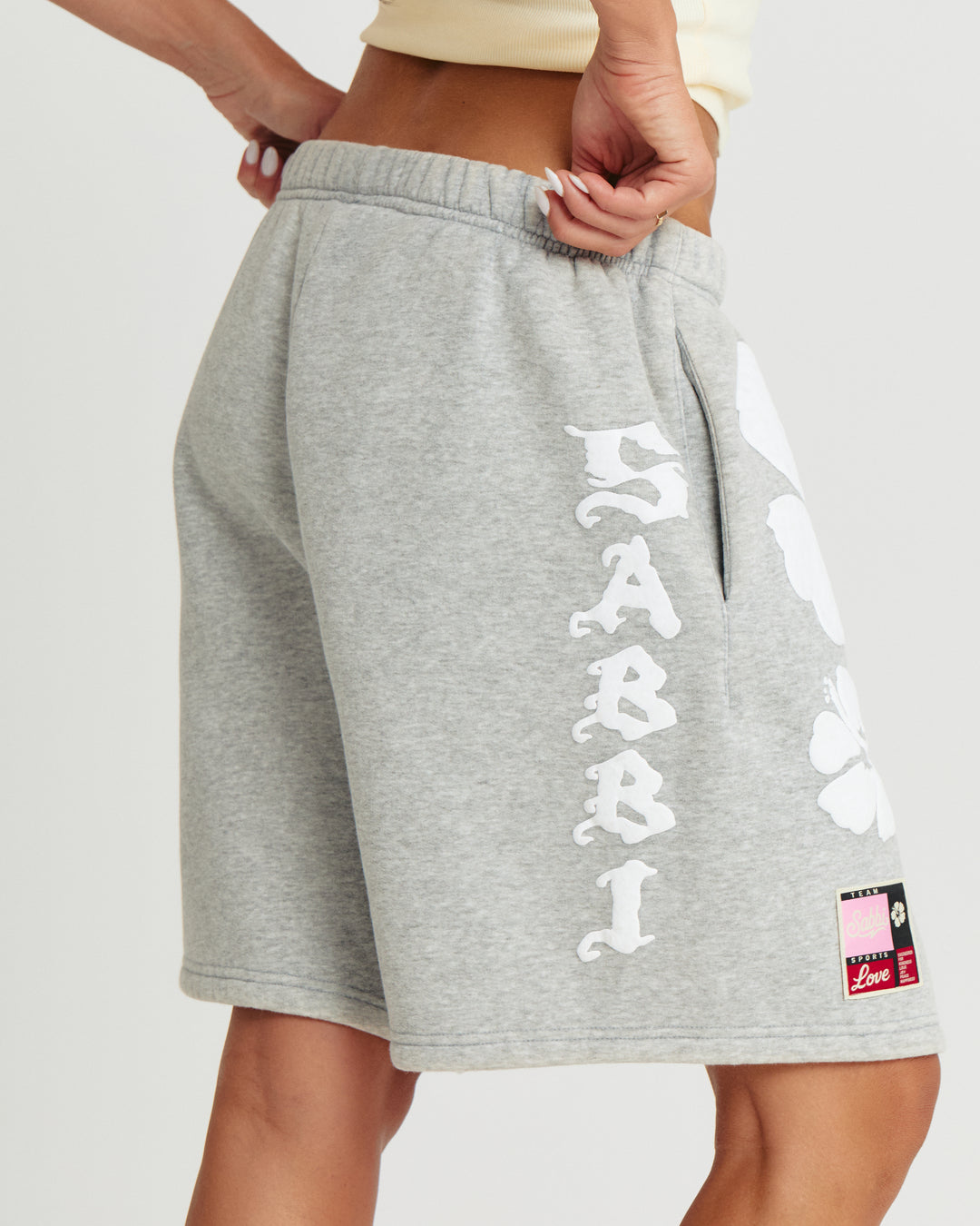 THE HAPPY HIBISCUS SHORTS  - GREY