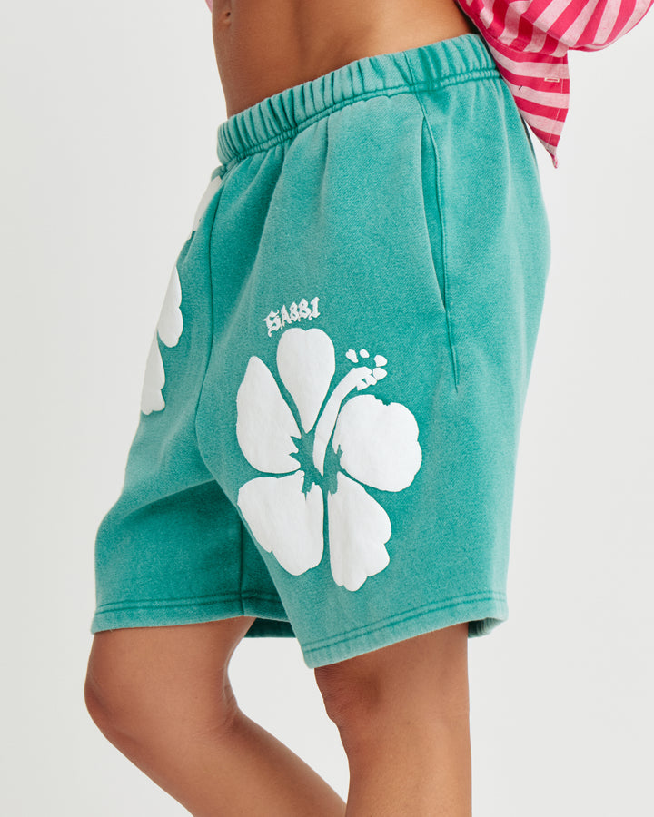 THE HAPPY HIBISCUS SHORTS - GREEN