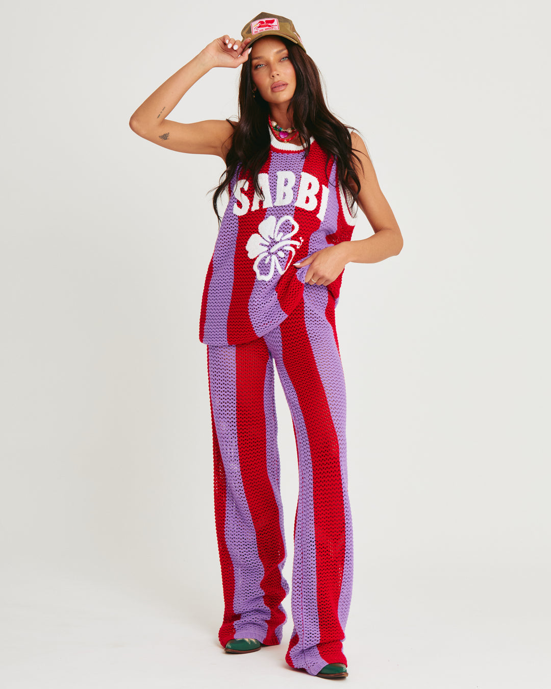 THE KNIT STRIPE BEACH PANTS - PURPLE STRIPE