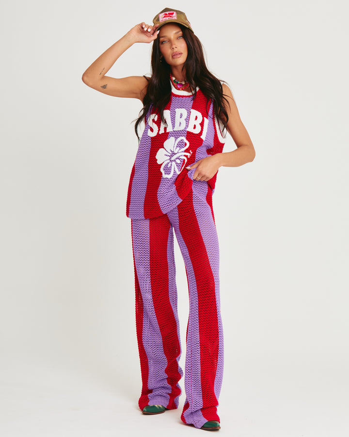 THE KNIT STRIPE BEACH PANTS - PURPLE STRIPE