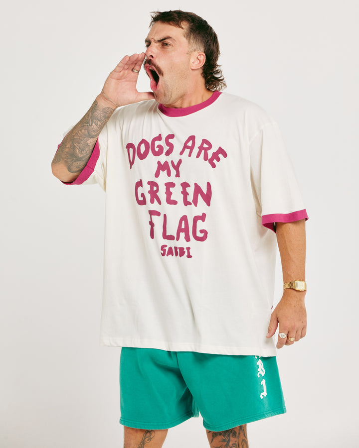 THE VERY OVERSIZED GREEN FLAG TEE - OFF WHITE