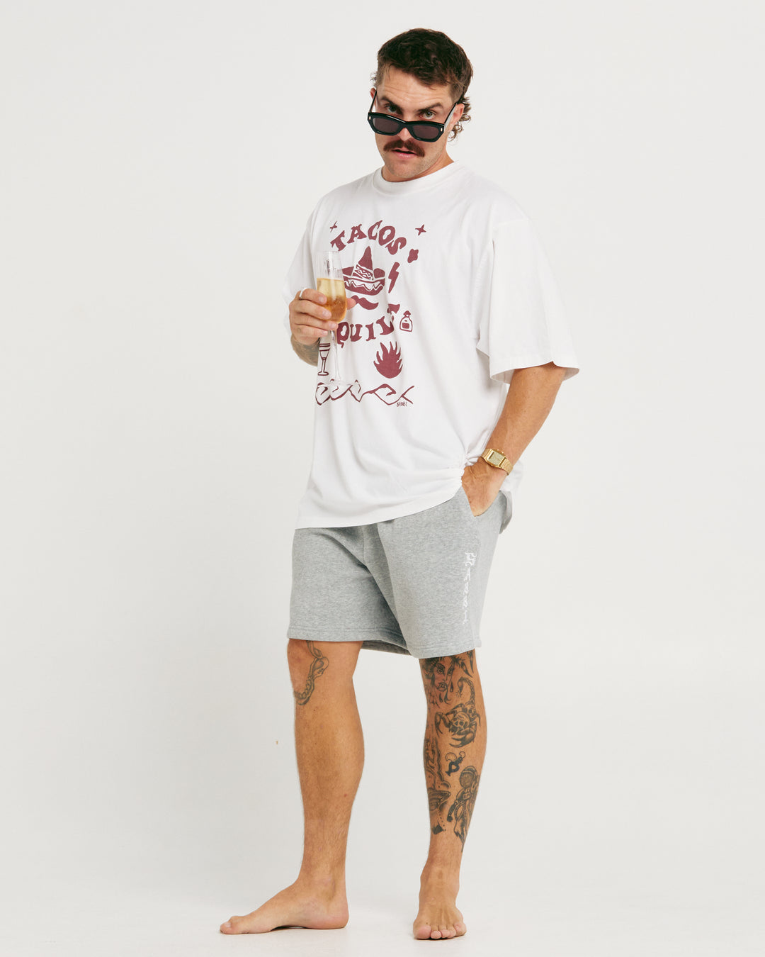 THE VERY OVERSIZED TACOS & TEQUILA TEE - WHITE & MAROON