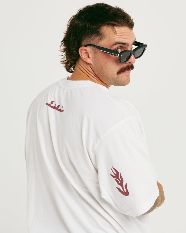 THE VERY OVERSIZED TACOS & TEQUILA TEE - WHITE & MAROON