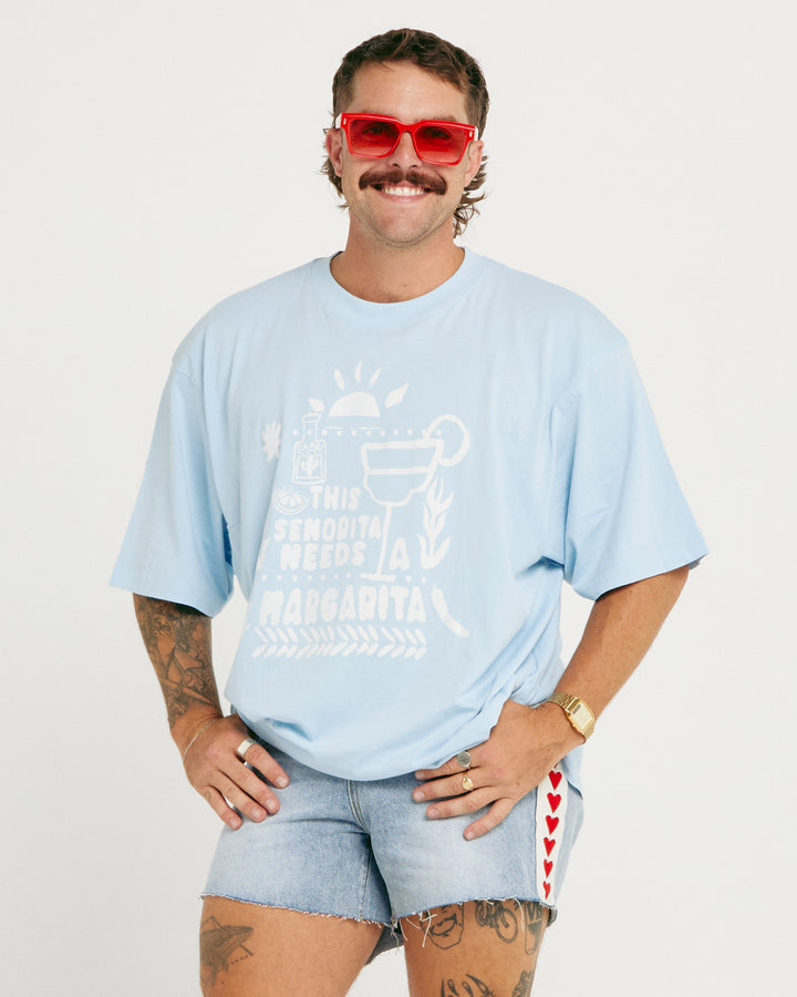 THE VERY OVERSIZED MARGIE TEE - SKY BLUE