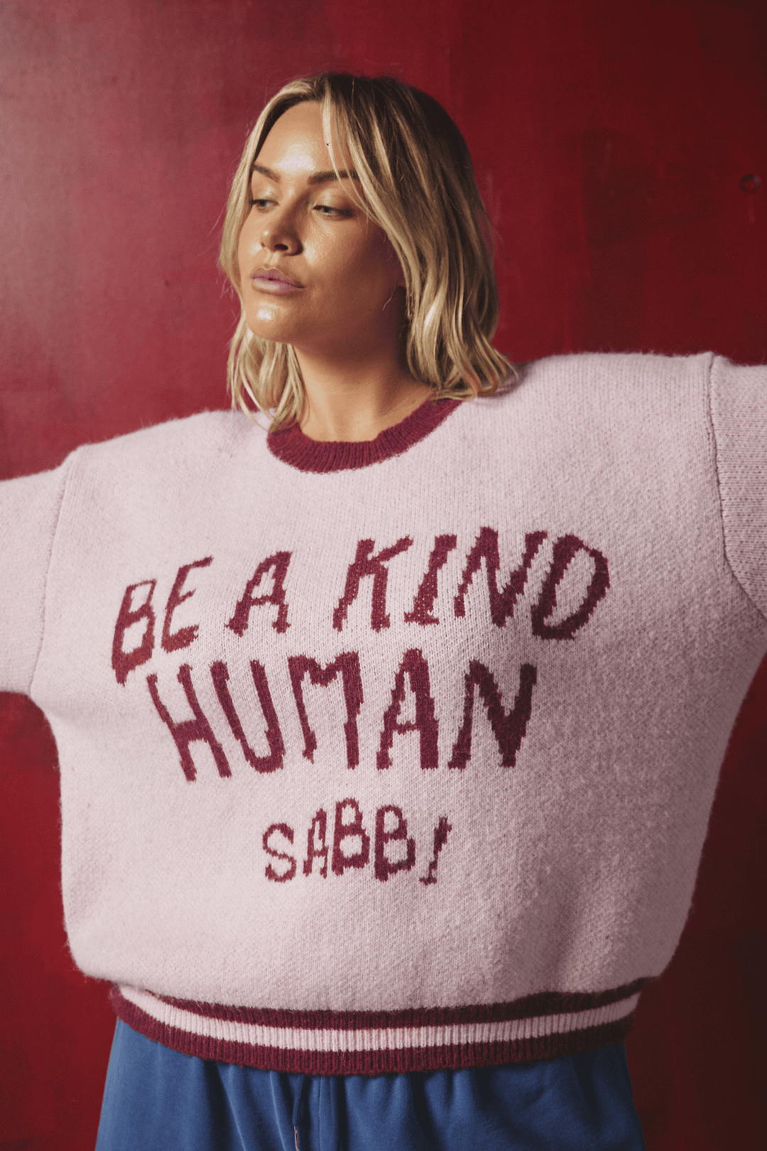 BE A KIND HUMAN KNIT JUMPER - PINK