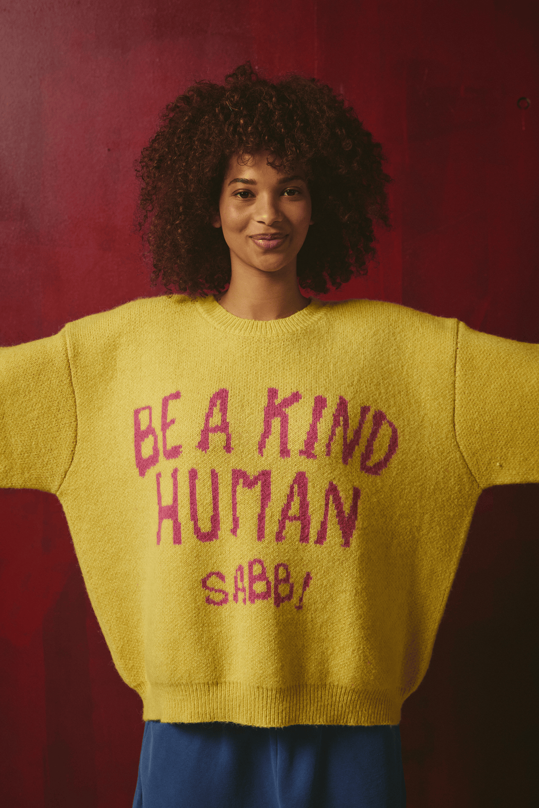 BE A KIND HUMAN KNIT JUMPER - YELLOW