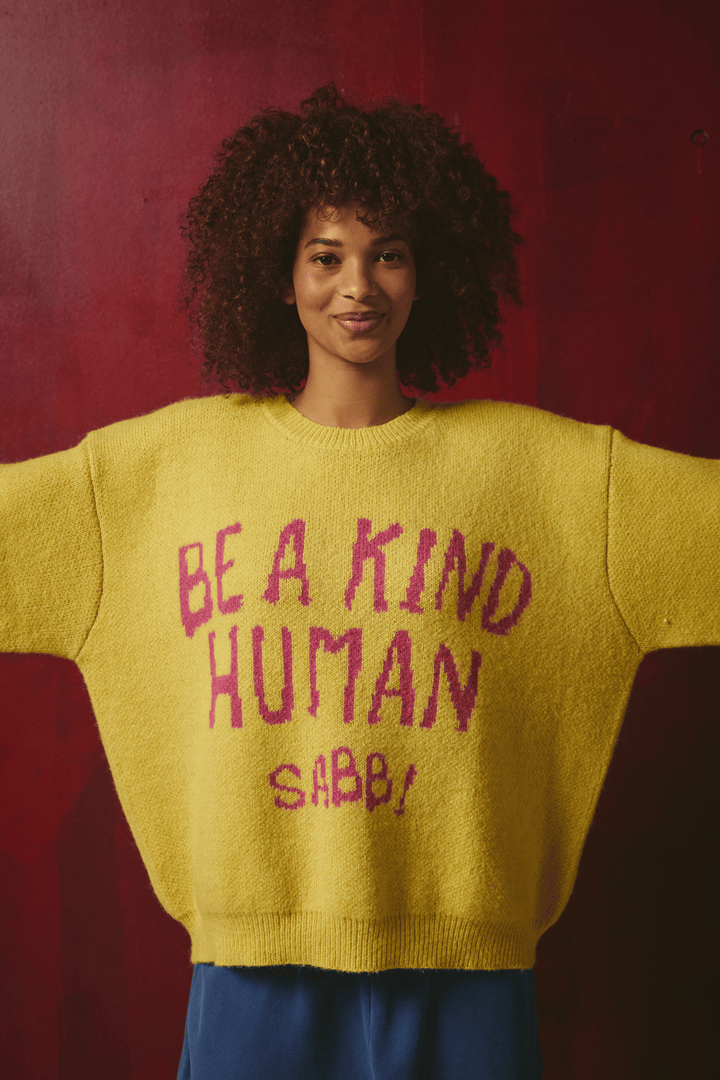 BE A KIND HUMAN KNIT JUMPER - YELLOW