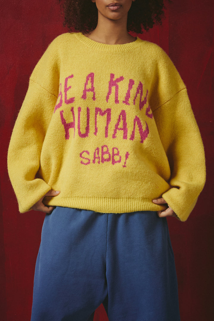 BE A KIND HUMAN KNIT JUMPER - YELLOW