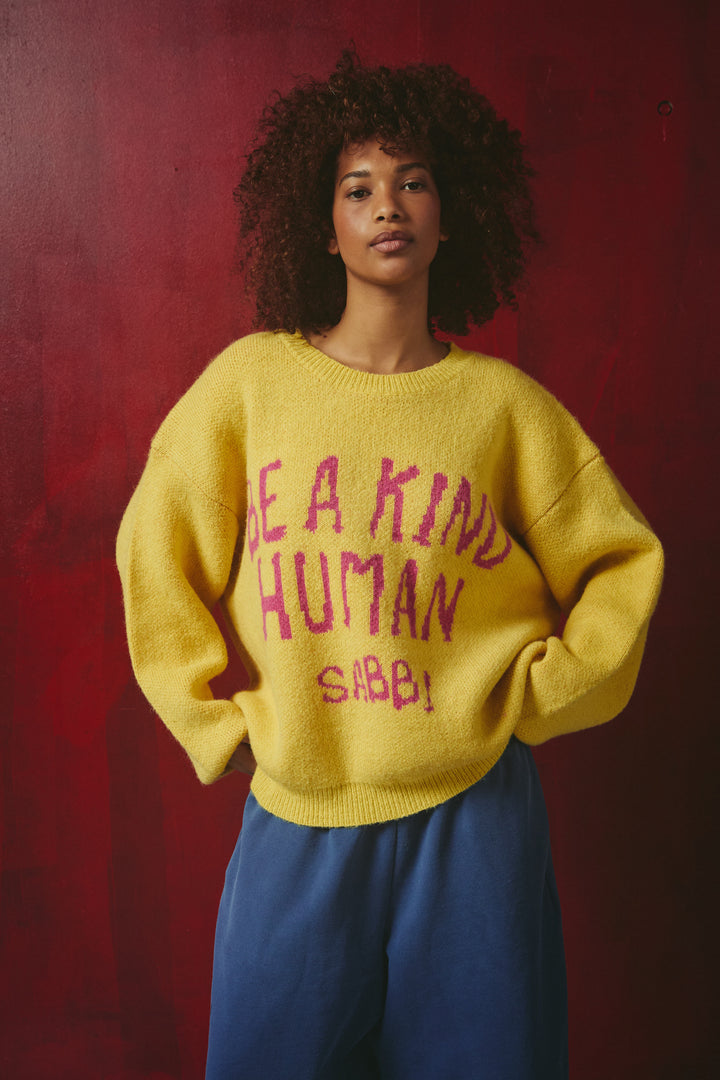 BE A KIND HUMAN KNIT JUMPER - YELLOW