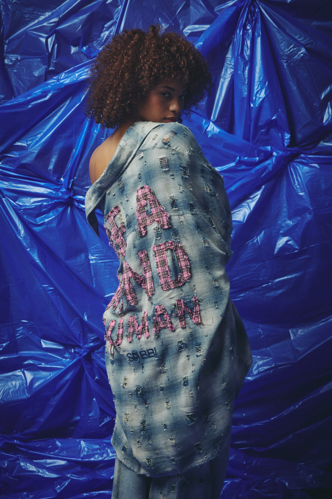 BE A KIND HUMAN OVERSIZED SHIRT - BLUE