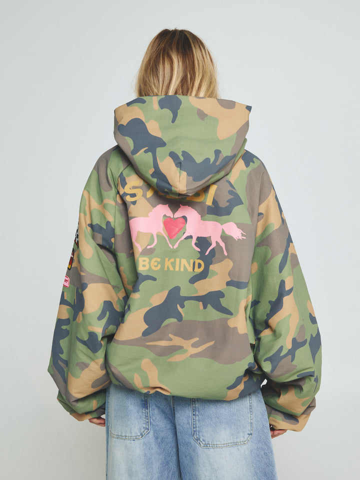 THE BE KIND BOMBER JACKET - CAMO