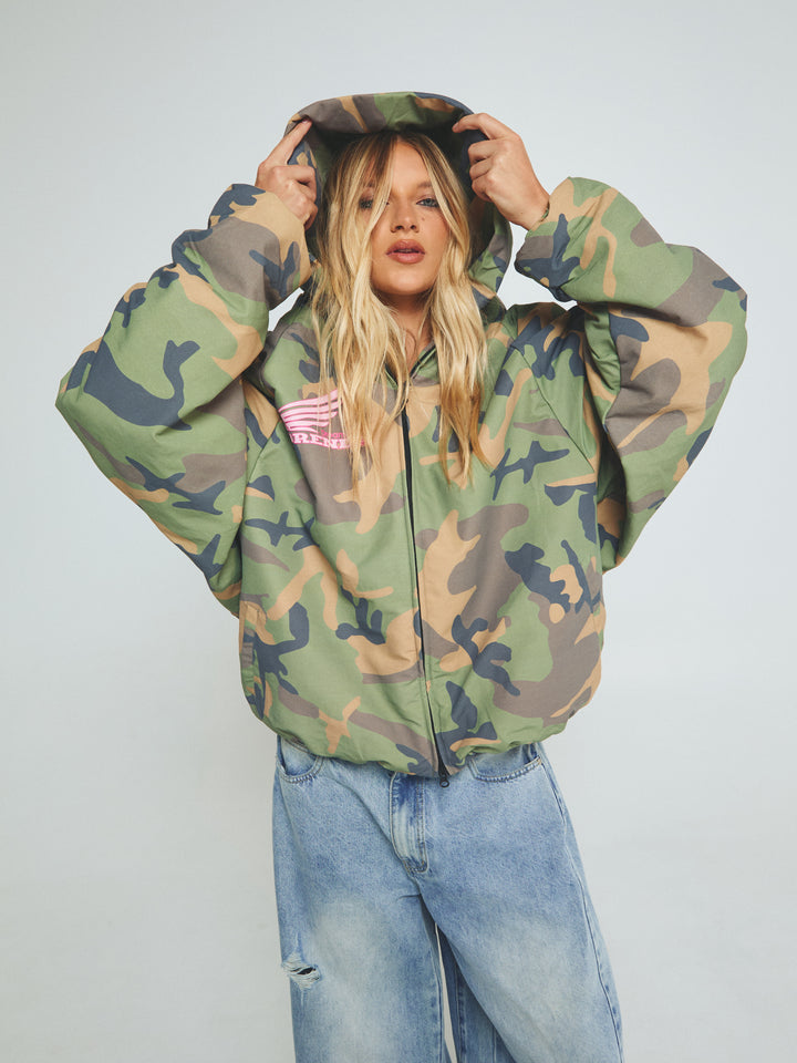 THE BE KIND BOMBER JACKET - CAMO