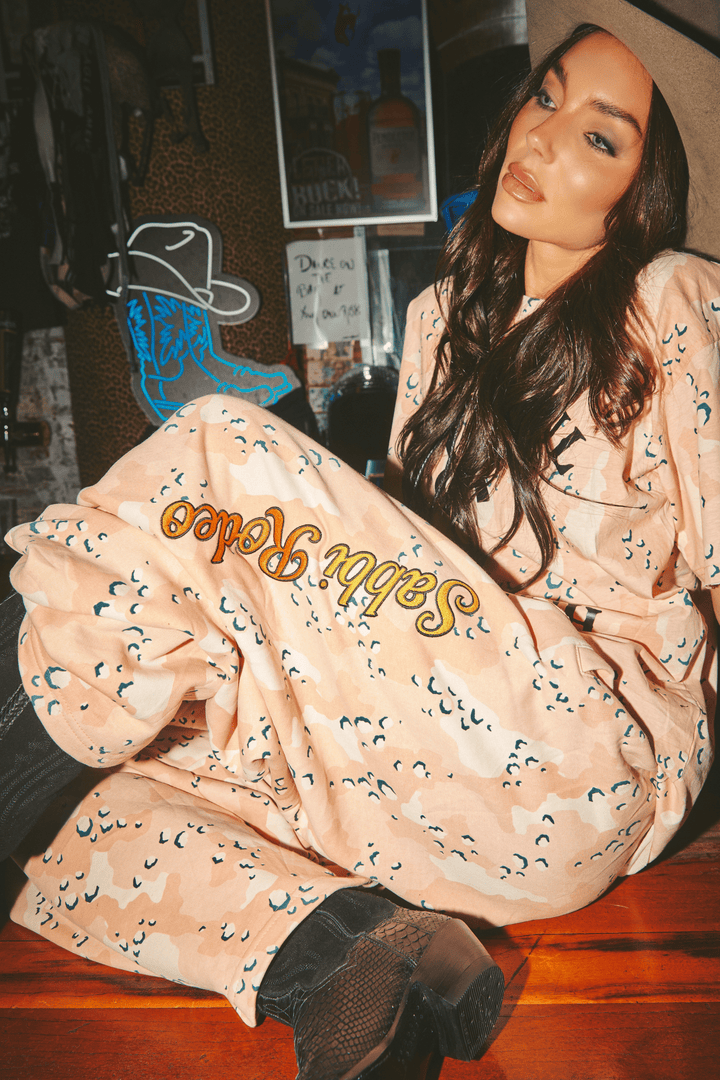 THE BE-YOUTIFUL WIDE LEG SWEAT PANTS - PINK CAMO