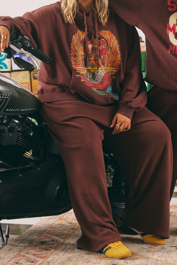 THE BRENDA ENERGY WIDE LEG SWEAT PANTS - CHOCOLATE