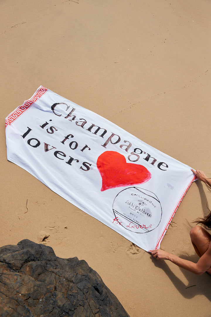 THAT'S A WRAP SARONG - CHAMPAGNE IS FOR LOVERS - WHITE